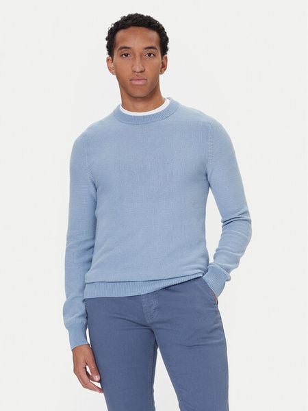 BOSS Sweter Klapok 50548673 Błękitny Regular Fit. Niebieskie swetry rozpinane Boss, m, bez wzorów, z bawełny, bez kołnierzyka, bez ramiączek. Za 459.99 zł.