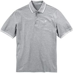 Shirt polo bonprix jasnoszary melanż. Szare koszulki polo marki bonprix, z haftami, z bawełny, polo. Za 34.99 zł.