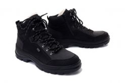 RIEKER TEX F5410-00 schwarz, trzewiki męskie. Czarne botki sznurowane Rieker, na zimę, bez wzorów, z wełny, bez obcasa, bez zapięcia. Za 549.90 zł.
