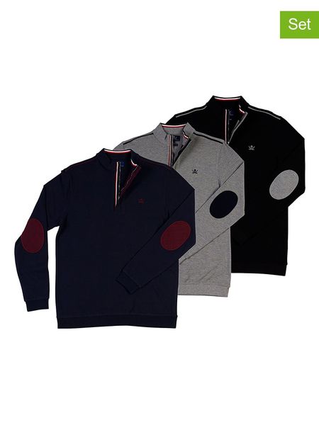 The Time of Bocha Swetry (3 szt.) w kolorze granatowym, czarnym i szarym rozmiar: M. Czarne swetry nierozpinane The Time of Bocha, m, z aplikacjami, z bawełny, bez kołnierzyka, bez ramiączek. Za 226.77 zł.