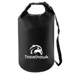Drybag – wodoodporna torba na zewnątrz i w podróży – 20 litrów. Czarne torby na laptopa TRAVELHAWK. Za 15.95 zł.