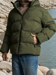 Kurtka puffer - khaki. Brązowe kurtki Sinsay, l, bez wzorów, bez kaptura. Za 179.99 zł.