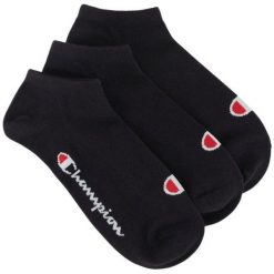 Skarpetki Unisex Dla Dorosłych Logo 3pak. Czarne skarpety Champion, bez wzorów. Za 64.99 zł.