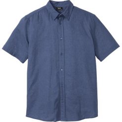 Koszula z lnem, krótki rękaw. Brązowe koszule bonprix, na lato, l, bez wzorów, z bawełny, bez kołnierzyka, bez ramiączek. Za 117.99 zł.