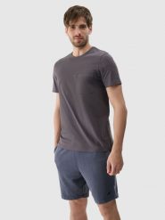 4F T-shirt regular z nadrukiem męski - szary M. Szare t-shirty 4F, m, bez wzorów, z bawełny, bez kołnierzyka, bez ramiączek. Za 39.99 zł.