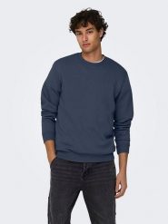 ONLY & SONS Bluza "Ceres" w kolorze granatowym rozmiar: XL. Niebieskie bluzy Only & Sons, xl, bez wzorów, bez kaptura. Za 83.42 zł.