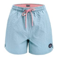 Luźne Spodenki Kąpielowe (Plażowe) - PAKO JEANS - Szary Błękit. Niebieskie kąpielówki Pako Jeans, l, bez wzorów, z jeansu. Za 107.00 zł.