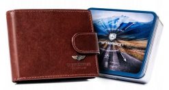 Portfel skórzany Peterson [DH] PTN 22301L-VT brązowy. Brązowe portfele Peterson, bez wzorów, ze skóry. Za 93.99 zł.