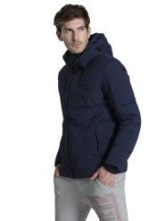 Leone 1947 Apparel Męska kurtka z kapturem Urban. Niebieskie kurtki LEONE 1947 APPAREL, na zimę, l, z aplikacjami, z puchu, z kapturem. Za 252.56 zł.