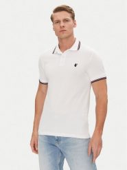 Save The Duck Polo DR0136M BATE20 Biały Regular Fit. Białe koszulki polo Save the duck, l, bez wzorów, z bawełny, bez kołnierzyka, bez ramiączek. Za 249.99 zł.