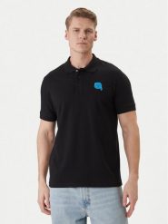 KARL LAGERFELD Polo 745015 562231 Czarny Regular Fit. Czarne koszulki polo KARL LAGERFELD, m, bez wzorów, z bawełny, bez kołnierzyka, bez ramiączek. Za 459.99 zł.