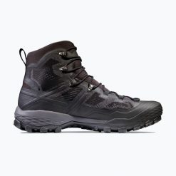 Buty trekkingowe męskie Mammut Ducan High GTX. Czarne buty turystyczne Mammut, bez wzorów, bez zapięcia, trekkingowe. Za 689.99 zł.