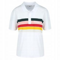 WRANGLER RAINBOW POLO MĘSKA KOSZULKA LOGO PASKI WHITE W7P2FY989 112132034. Białe koszulki polo Wrangler, m, bez wzorów, bez kołnierzyka, bez ramiączek. Za 69.99 zł.