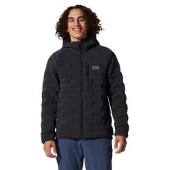 Kurtka z kapturem Mountain Hardwear Stretchdown. Czarne kurtki MOUNTAIN HARDWEAR, na zimę, l, bez wzorów, z puchu, z kapturem. W wyprzedaży za 1,029.05 zł.