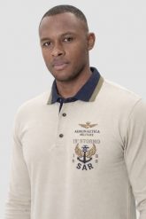 AERONAUTICA MILITARE Beżowy bawełniany męski t-shirt polo, Rozmiar XL. Brązowe koszulki polo Aeronautica Militare, m, bez wzorów, z bawełny, bez kołnierzyka, bez ramiączek. W wyprzedaży za 469.99 zł.