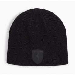 Czapka Zimowa Puma Ferrari Style Beanie. Czarne czapki zimowe Puma, bez wzorów, z dzianiny. Za 101.20 zł.