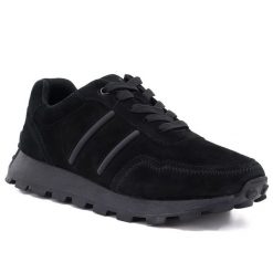 Skórzane półbuty sneakersy platformy czarny S.Barski. Czarne buty sportowe casual S.Barski, bez wzorów, ze skóry, bez zapięcia. Za 209.99 zł.