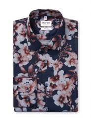 OLYMP Koszula "Level 5" - Body fit - w kolorze jasnoróżowo-granatowym rozmiar: 44. Niebieskie koszule Olymp, bez wzorów, z bawełny, bez kołnierzyka, bez ramiączek. Za 117.73 zł.