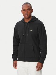 Lacoste Bluza SH8864 Czarny Regular Fit. Czarne bluzy LACOSTE, m, bez wzorów, z bawełny, bez kaptura. Za 684.99 zł.