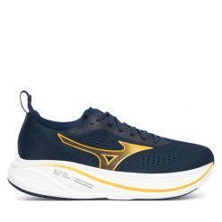 Buty do biegania Mizuno. Niebieskie buty do biegania Mizuno, bez wzorów, bez zapięcia, do biegania. Za 649.99 zł.