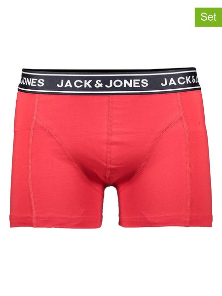 Jack & Jones Bokserki (3 pary) w kolorze czarno-czerwono-antracytowym rozmiar: M. Czarne bokserki Jack & Jones, m, bez wzorów. Za 70.08 zł.