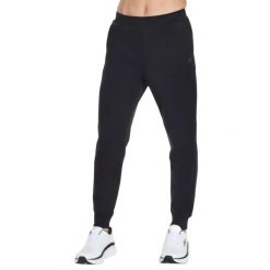 Spodnie sportowe męskie Skech-Knit Ultra Go Weekend Jogger. Czarne joggery i bojówki Skechers, l, bez wzorów, z bawełny, sportowe. Za 219.99 zł.