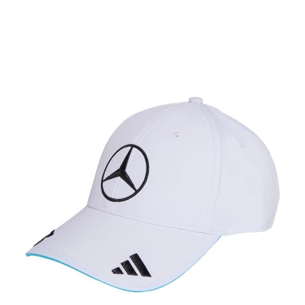 Czapka Mercedes-AMG Petronas Formula One Team George Russell. Białe czapki z daszkiem Adidas, bez wzorów, z materiału. Za 199.00 zł.