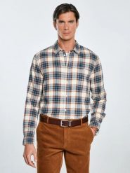 Koszula męska flanelowa w kratę niebieska Flaneno 401. Niebieskie koszule BIG STAR, l, bez wzorów, z materiału, bez kołnierzyka, bez ramiączek. Za 229.99 zł.