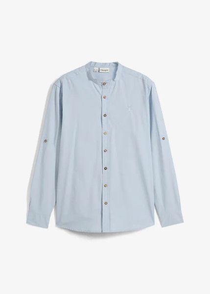 Koszula w ludowym stylu z bawełny, regular fit. Szare koszule bonprix, l, bez wzorów, z bawełny, bez kołnierzyka, bez ramiączek. Za 109.99 zł.