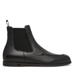 Sztyblety Emporio Armani. Czarne botki sznurowane Emporio Armani, bez wzorów, bez obcasa, bez zapięcia. Za 2,339.00 zł.