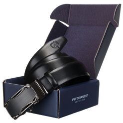 Pasek męski Peterson PTN 2773362 czarny. Czarne paski Peterson, bez wzorów, eleganckie. Za 79.99 zł.