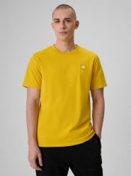4F T-shirt relaxed z nadrukiem męski - żółty XL. Żółte t-shirty 4F, m, bez wzorów, z bawełny, bez kołnierzyka, bez ramiączek. Za 79.99 zł.