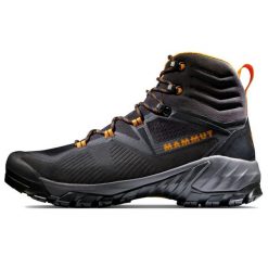 Buty trekkingowe męskie Mammut Sapuen High Gtx. Brązowe trekkingi Mammut, bez wzorów, z materiału, za kostkę, bez zapięcia. Za 830.35 zł.