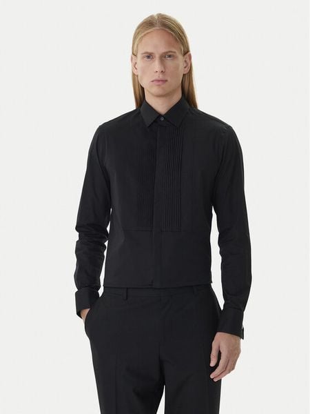 Calvin Klein Koszula LV019EU063 Czarny Slim Fit. Czarne koszule CALVIN KLEIN, m, bez wzorów, z bawełny, bez kołnierzyka, bez ramiączek. Za 242.99 zł.