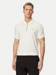 KARL LAGERFELD Polo 745021 562221 Kremowy Regular Fit. Białe koszulki polo KARL LAGERFELD, m, bez wzorów, z bawełny, bez kołnierzyka, bez ramiączek. Za 459.99 zł.
