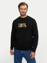 KARL LAGERFELD Bluza 705091 544917 Czarny Regular Fit. Czarne bluzy KARL LAGERFELD, m, bez wzorów, z bawełny, bez kaptura. Za 469.99 zł.