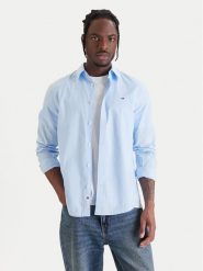 Tommy Jeans Koszula DM0DM22026 Błękitny Regular Fit. Niebieskie koszule Tommy Jeans, m, bez wzorów, z bawełny, bez kołnierzyka, bez ramiączek. Za 329.99 zł.