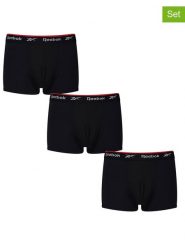 Reebok Bokserki (3 pary) "Redgrave" w kolorze czarnym rozmiar: S. Czarne bokserki Reebok, s, bez wzorów. Za 61.75 zł.