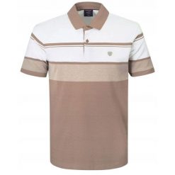 Koszulka Polo - Męska - Pako Jeans - Odcienie Beżów, Pasy. Koszulki polo Pako Jeans, l, bez wzorów, z bawełny, bez kołnierzyka, bez ramiączek. Za 135.00 zł.