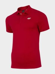 4F Koszulka polo regular męska - czerwona S. Czerwone koszulki polo 4F, m, bez wzorów, z bawełny, bez kołnierzyka, bez ramiączek. Za 79.99 zł.