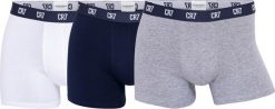 Męskie bokserki CR7 Cristiano Ronaldo (3-pack). Białe bokserki CR7 Cristiano Ronaldo, m, bez wzorów, z bawełny. Za 168.99 zł.