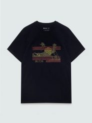 Koszulka męska z nadrukiem granatowa Regger 403. Niebieskie t-shirty BIG STAR, l, bez wzorów, z bawełny, bez kołnierzyka, bez ramiączek. Za 79.99 zł.