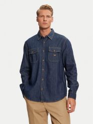 Guess Koszula jeansowa M4BH56 D5EI4 Granatowy Regular Fit. Niebieskie koszule Guess, l, z aplikacjami, z bawełny, bez kołnierzyka, bez ramiączek. Za 379.99 zł.