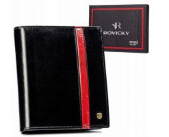 Portfel skórzany Rovicky 22316-RVTP czarny. Czarne portfele ROVICKY, bez wzorów, ze skóry. Za 109.99 zł.