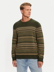 Wrangler Sweter Fairisle 112357294 Zielony Relaxed Fit. Zielone swetry rozpinane Wrangler, m, bez wzorów, z syntetyku, bez kołnierzyka, bez ramiączek. Za 209.99 zł.