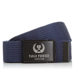 GRANATOWY PASEK PARCIANY PAOLO PERUZZI PW-09-115 cm. Niebieskie paski bez wzorów, z materiału. Za 34.00 zł.