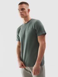 4F T-shirt regular z bawełny organicznej z nadrukiem męski - khaki S. Brązowe t-shirty 4F, m, bez wzorów, z bawełny, bez kołnierzyka, bez ramiączek. W wyprzedaży za 39.99 zł.