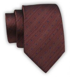 Krawat Alties (7 cm) - Miedziano Brązowy w Drobny Groszek. Brązowe krawaty i muchy Alties, bez wzorów, z tkaniny. Za 49.00 zł.