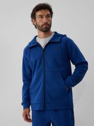 4F Bluza dresowa regular z kapturem męska - granatowa XXL. Niebieskie bluzy 4F, m, bez wzorów, z dresówki, z kapturem. Za 199.99 zł.