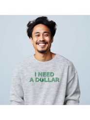 WOOOP Bluza "I need a dollar" w kolorze szarym rozmiar: XS. Szare bluzy Wooop, xs, bez wzorów, z bawełny, bez kaptura. Za 100.99 zł.